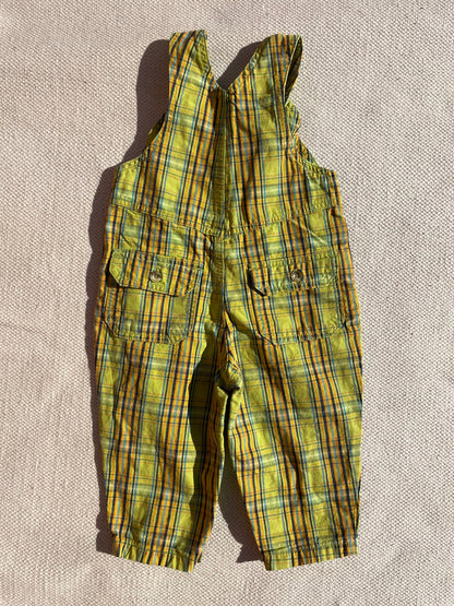 Lime Green Check Dungarees Age 12-18 Months