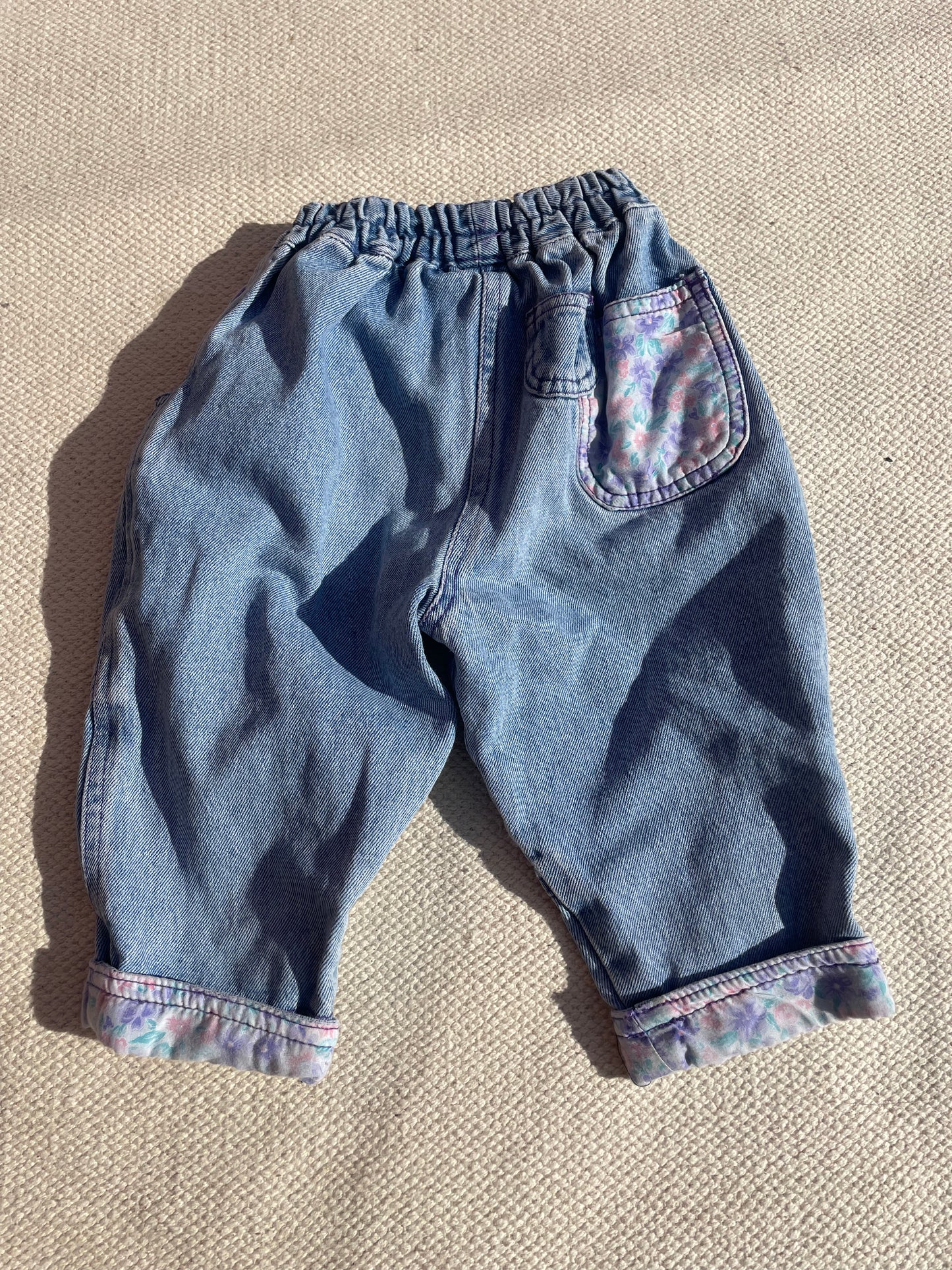 Vintage Chambo Floral Patch Jeans Age 12-18 Months