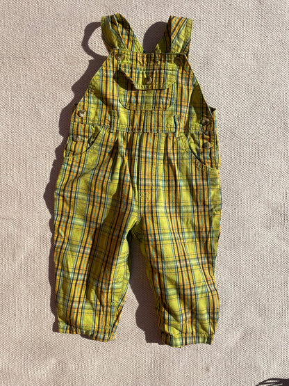 Lime Green Check Dungarees Age 12-18 Months