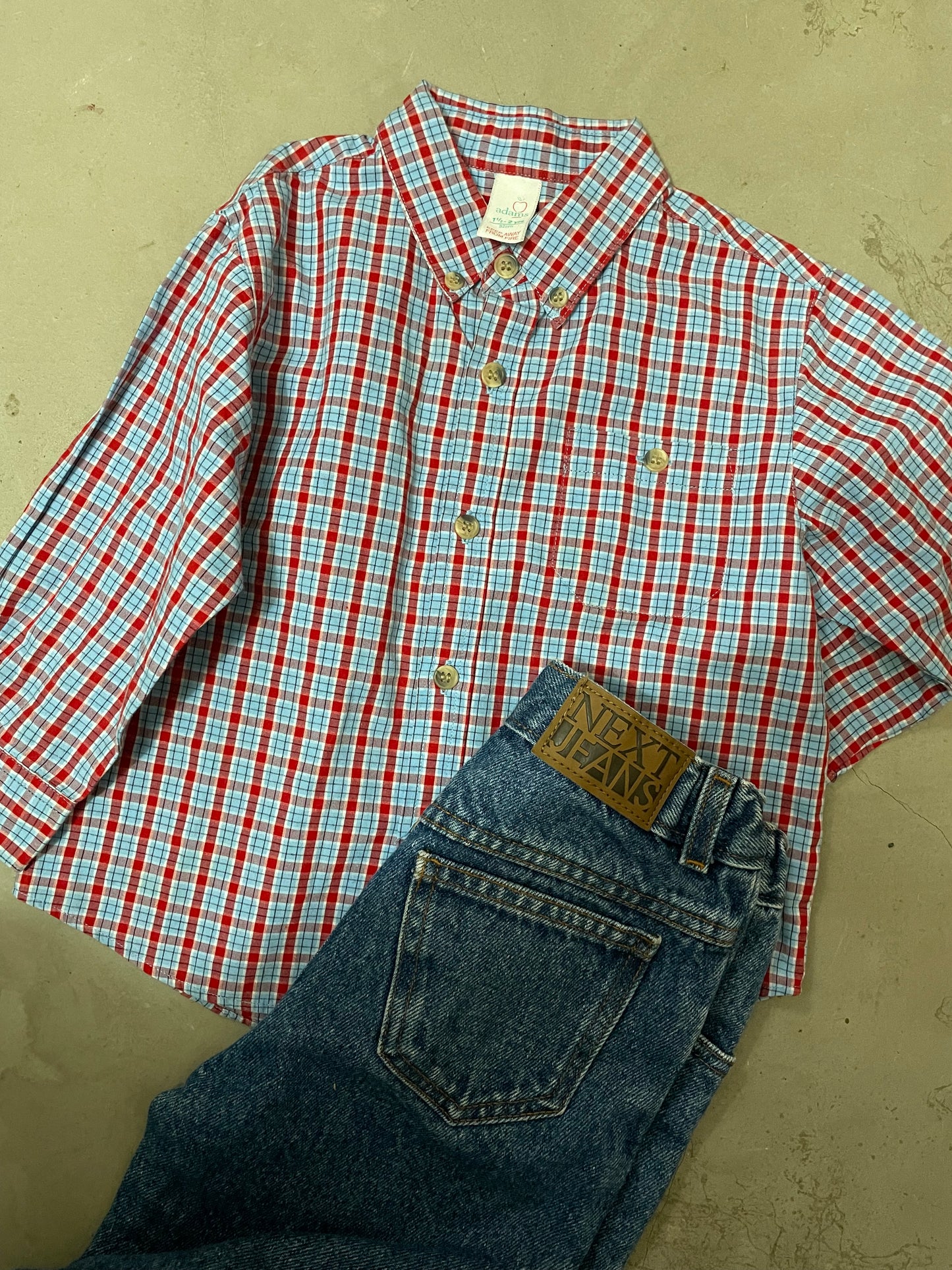 Classic Red & Blue Check Cotton Shirt Age 18-24 Months