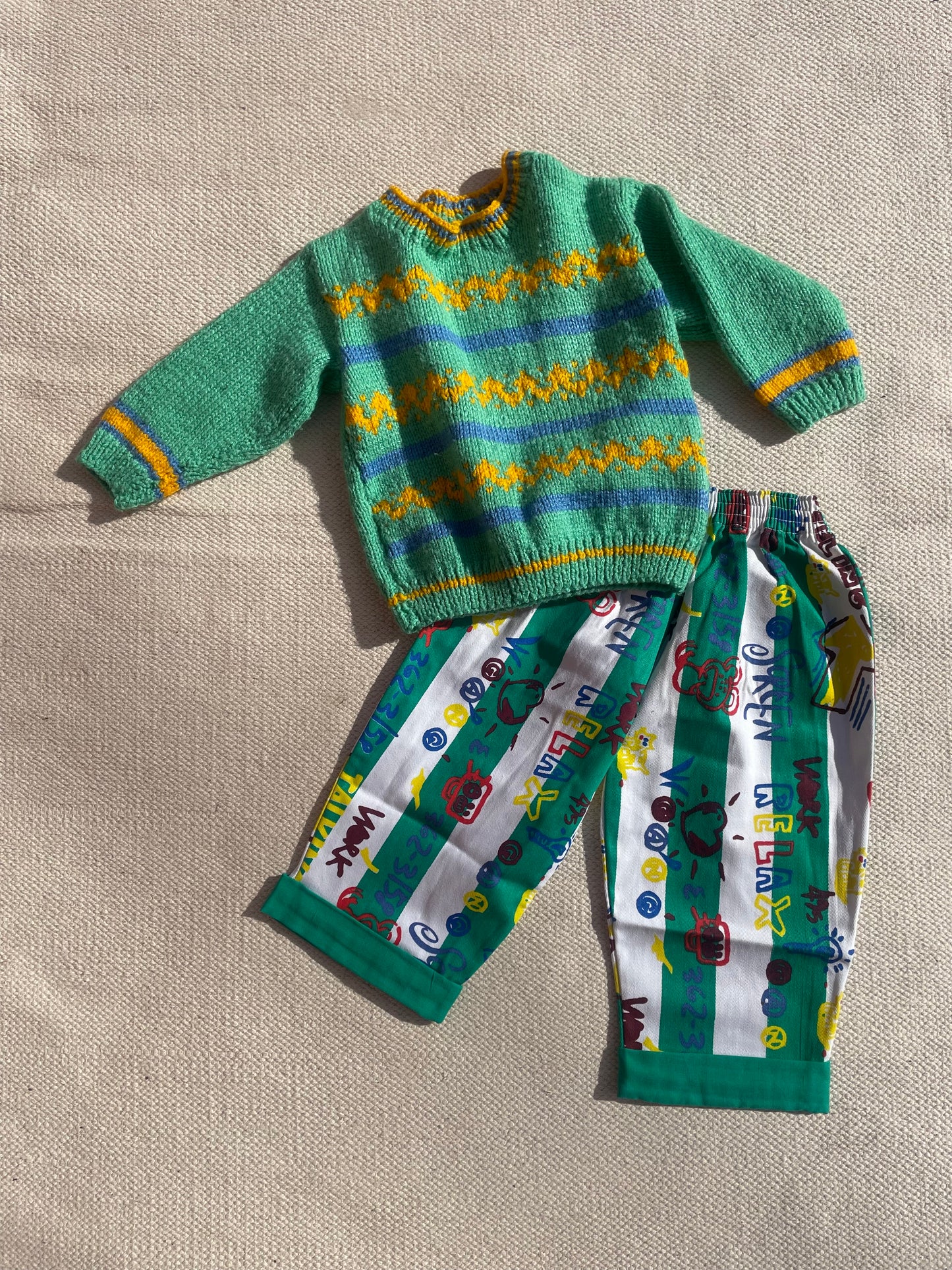 Green Jazzy Print twill trousers Age 18-24 Months