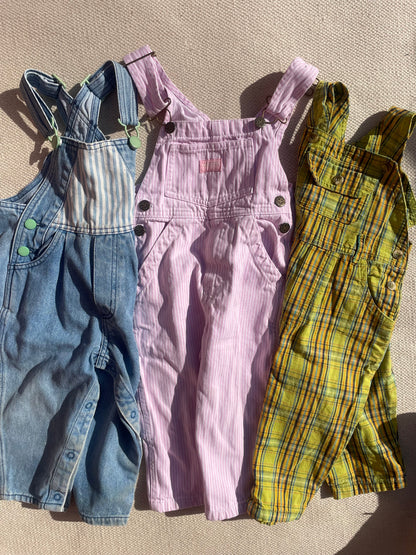 Lime Green Check Dungarees Age 12-18 Months