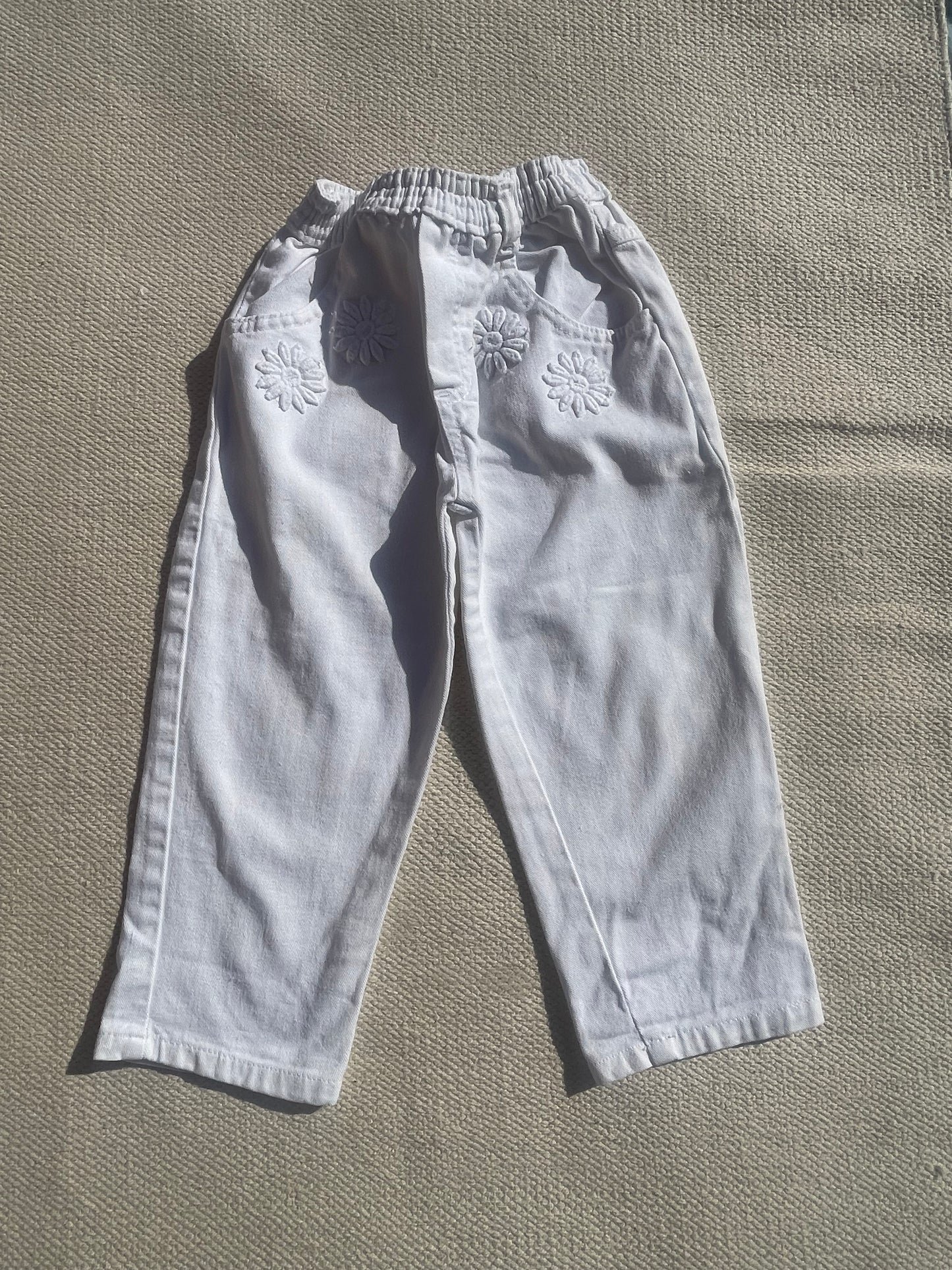 White Crochet Flower Jeans Age 2-3 years