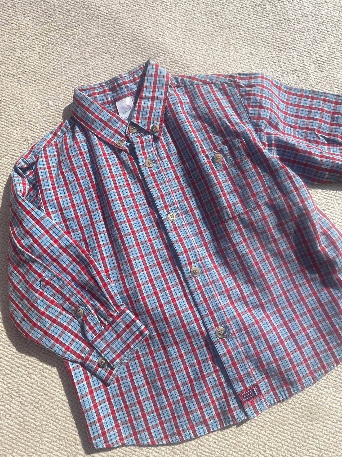 Classic Red & Blue Check Cotton Shirt Age 18-24 Months