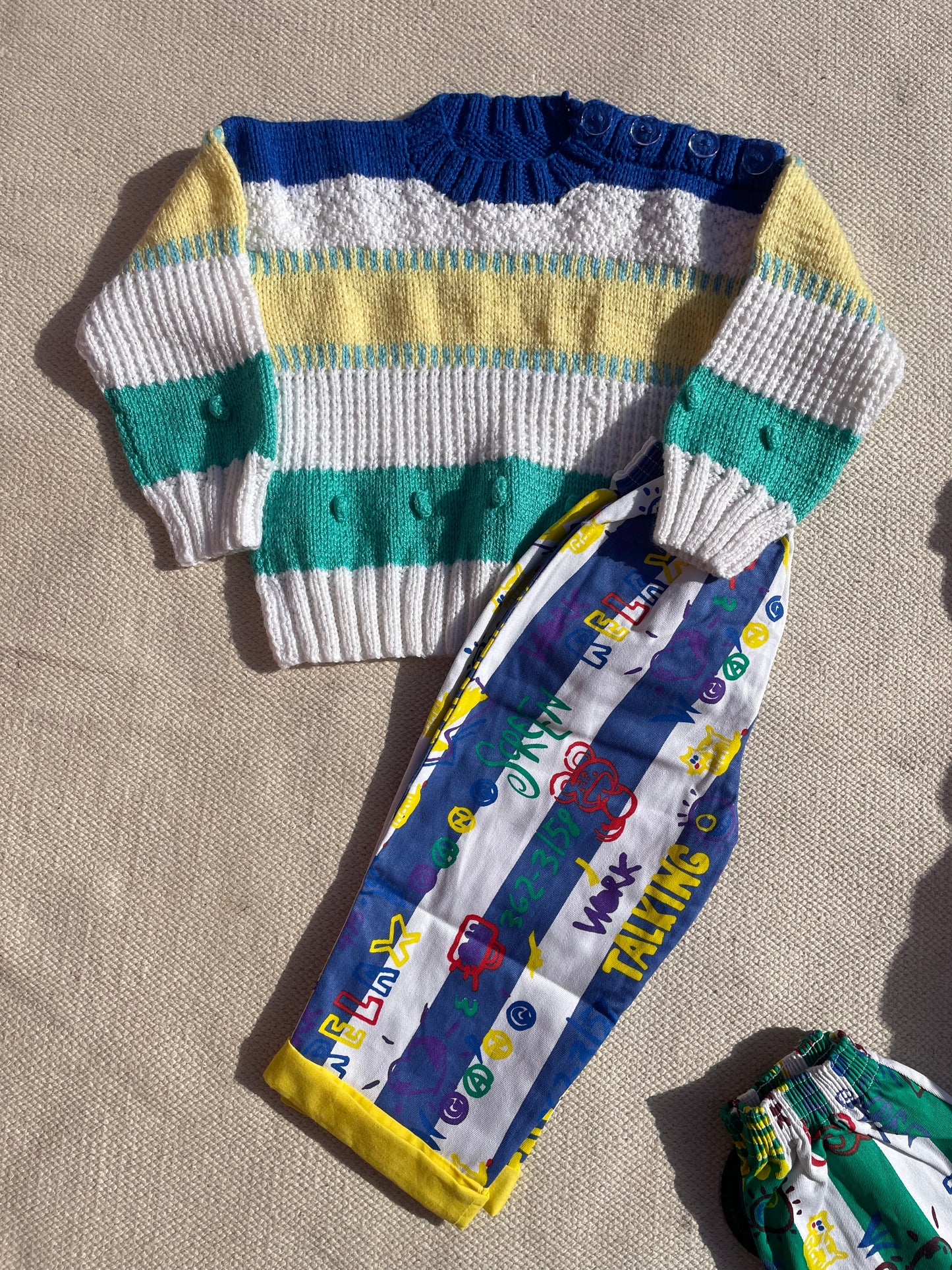 Blue Jazzy Print twill trousers Age 2-3 Years