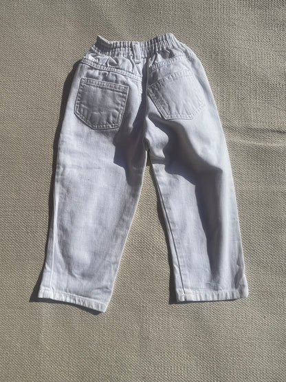 White Crochet Flower Jeans Age 2-3 years