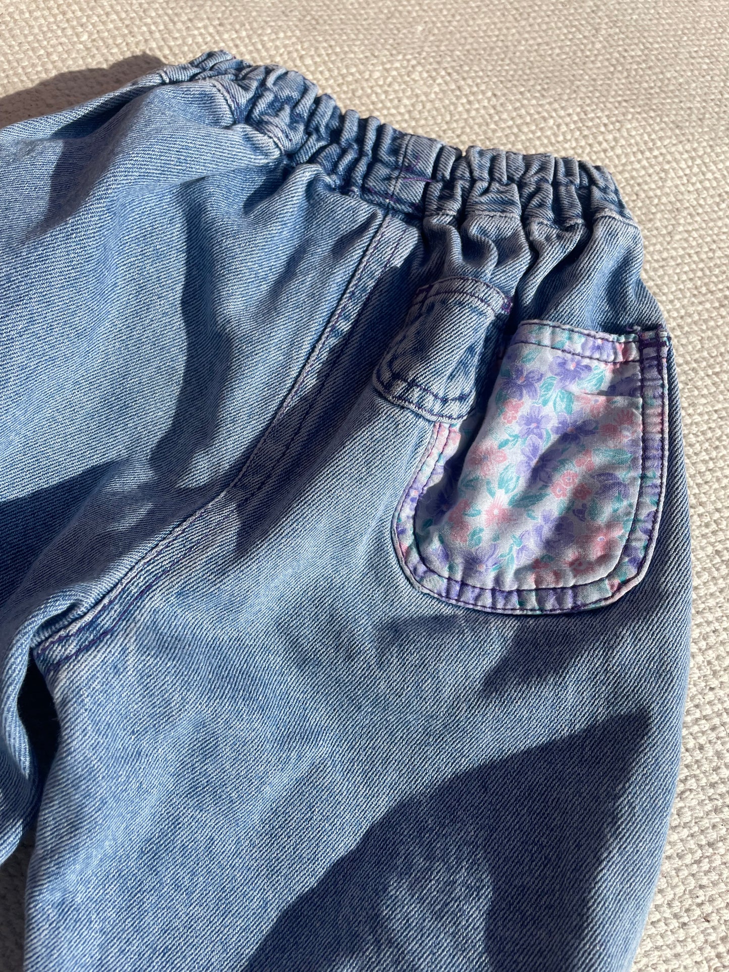 Vintage Chambo Floral Patch Jeans Age 12-18 Months