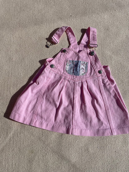 Pink Denim Patchwork Pocket Pinnie Age 12-18 Months