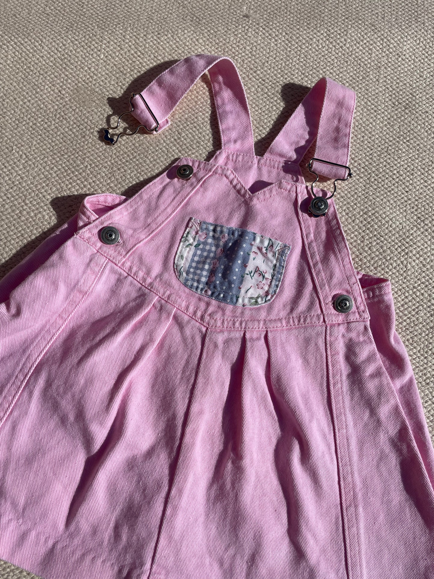 Pink Denim Patchwork Pocket Pinnie Age 12-18 Months