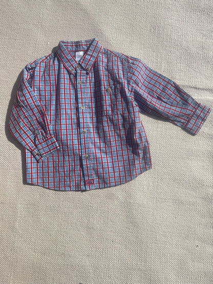 Classic Red & Blue Check Cotton Shirt Age 18-24 Months