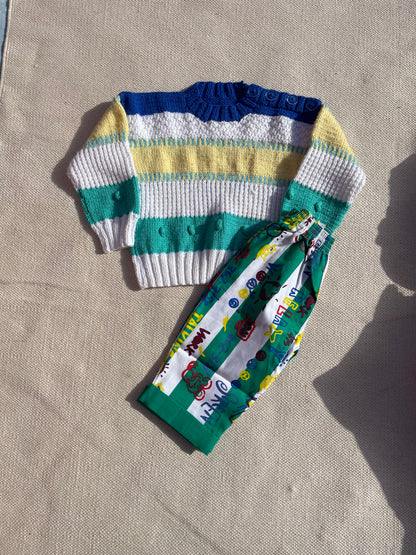 Green Jazzy Print twill trousers Age 18-24 Months