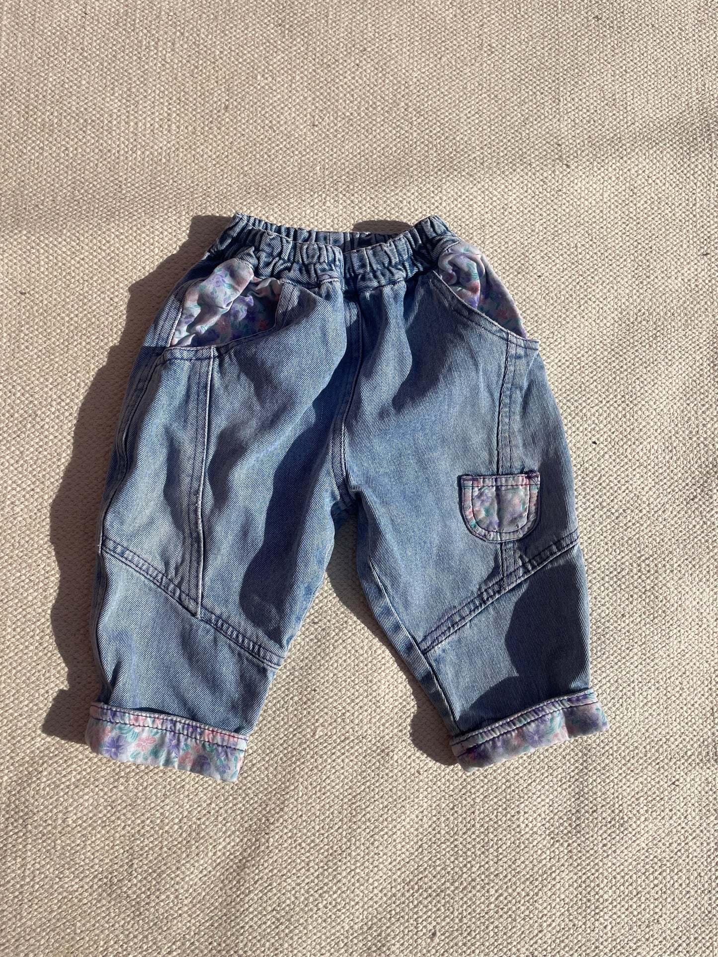 Vintage Chambo Floral Patch Jeans Age 12-18 Months