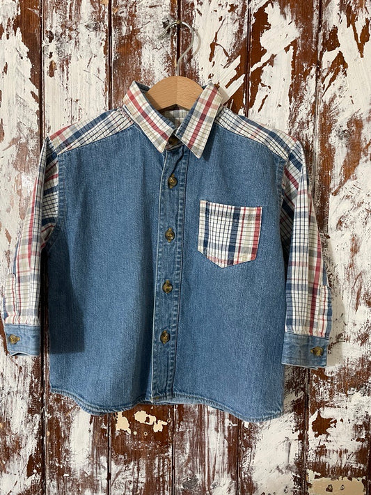 St Michaels Chambray Hotch Potch Shirt Age 12-18 Months