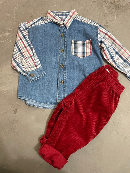 St Michaels Chambray Hotch Potch Shirt Age 12-18 Months